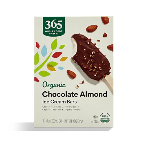 365 Everyday Value, Organic Chocolate & Almond Vanilla Ice Cream Bars, 3 fl oz, 3 ct, (Frozen)