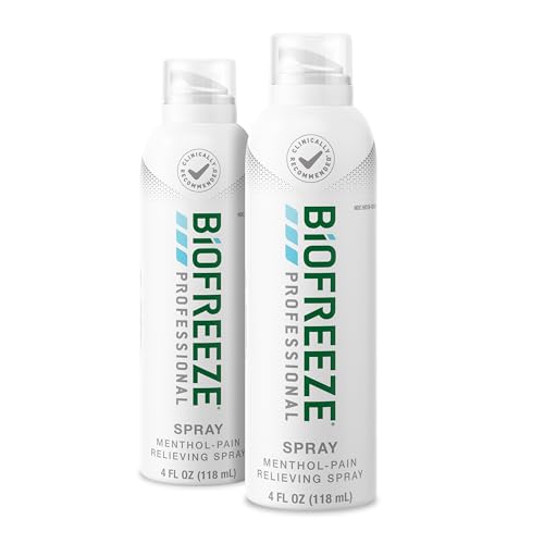 Biofreeze Professional Strength Pain Relief Aerosol Spray, Arthritis Pain Reliever, Knee & Lower Back Pain Relief, Sore Muscle Relief, FSA Eligible, 2 Pack (4 FL OZ Biofreeze Menthol Spray)