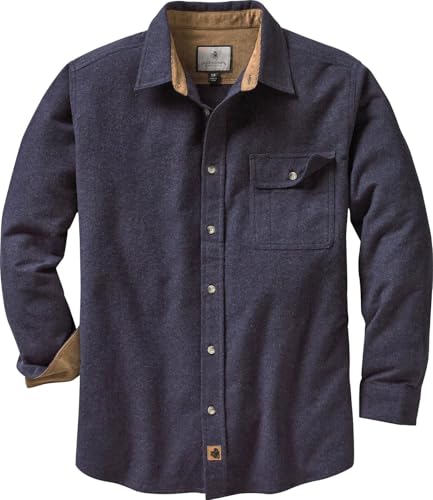 Legendary Whitetails Men's Standard Flannel Shirt Long Sleeve Button Down 100% Cotton, Navy Heather, X-Large