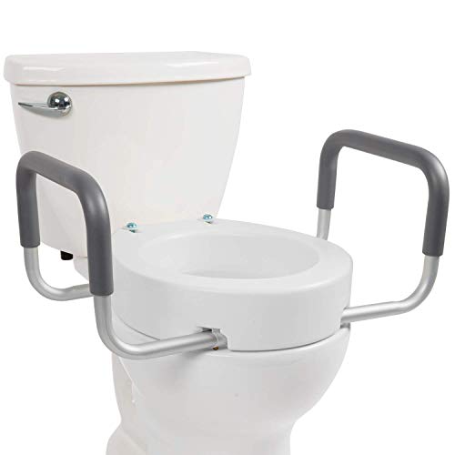 Vive Raised Toilet Seat Riser for Seniors (with Handles) - Handicap Rail Grab Bar Seat for Over Toilet - Elevated Safety for Elderly, Disabled, Medical - Elongated & Standard Options