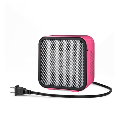 Amazon Basics Ceramic Space Heater, Mini Heater for Office Desk, Portable Tent Heater for Camping (Indoor Use), 500 W, With Tip-Over Protection, Lightweight (1.4 LBS), Pink, 5.9 x 3.2 x 6 inches