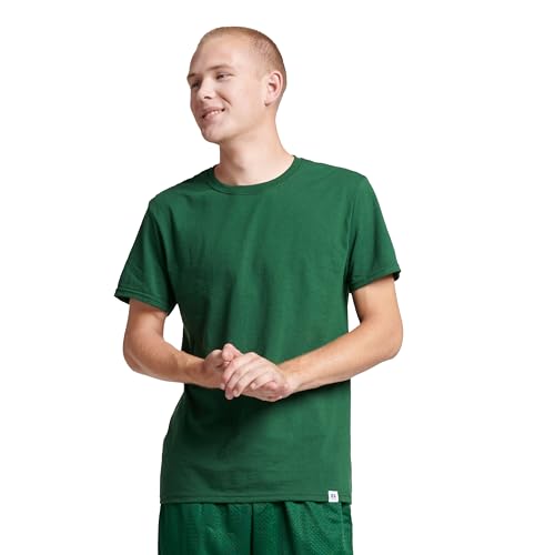 Russell Athletic mens Cotton Performance Short Sleeve T-shirt T Shirt, Dark Green, Large US