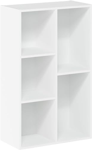 Furinno LUDER Book Shelf, 5-Cube Bookshelf, Reversible Bookcase, 9.4 x 19.5 x 31.5, for Living Room, Bedroom, Home Offic
