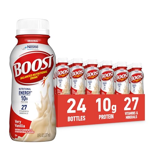 BOOST Original Ready to Drink Nutritional Drinks, Very Vanilla, 8 Fl Oz Bottles, Pack of 24