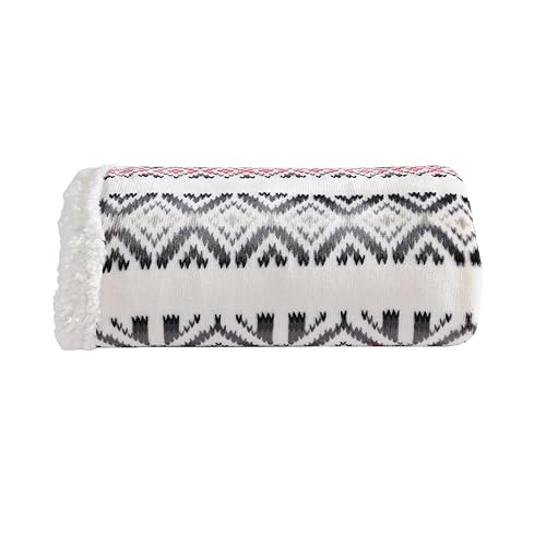 Eddie Bauer - Blanket, Super Soft Reversible Sherpa & Brushed Fleece Bedding, Throw Blankets for Couch, Ideal for Lounging (Mountain Village Red)