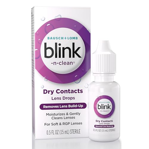 BLINK-N-Clean Lens Drops, Rewetting Drops for Contact Lenses, Instant Dry Lens Moisturizing, for Soft & RGP Lenses, 0.5 fl oz