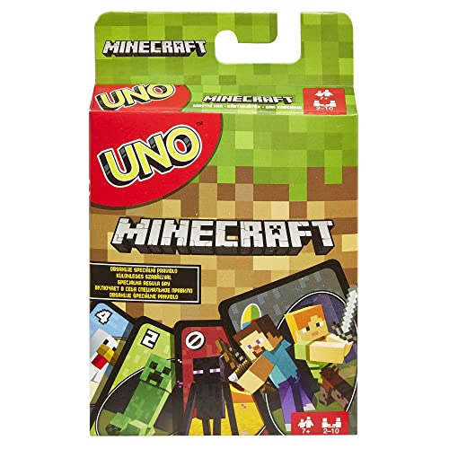 (-38%) Mattel Games UNO Minecraft Edition - Kartenspiel mit Charakteren aus Minecraft und einer besonderen Creeper-Karte, für die ganze Familie und Fans von Minecraft ab 7 Jahren, FPD61