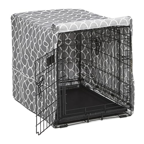 MidWest Homes for Pets fitted crate cover with roll-up door panel for a measured wire crate