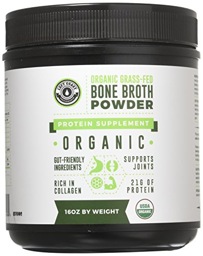 16oz Organic Bone Broth Protein Powder from Grass Fed Beef - USDA Certified Organic, Single Ingredient, Rich in Collagen, Glucosamine, No Additives, Perfect for Carnivore, Paleo, and Keto Diets