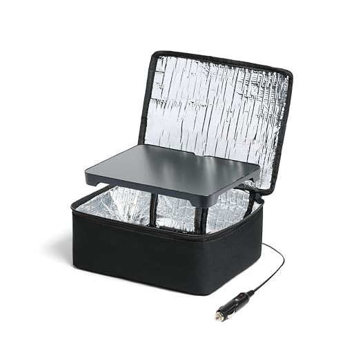 HOTLOGIC Mini Heated Lunch Box - Portable Electric Food Warmer for Men and Women - Great for Work, Office, and Construction - Cook, Reheat, and Eat on the Go - 12V - Black