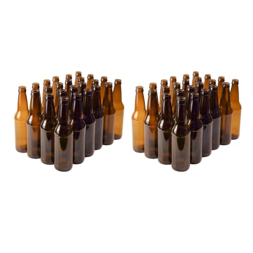 FastRack Amber Beer Bottles 12oz (Pack of 48) | Longneck Glass Beer Bottles with Pry-off Crown Finish for Home Brewing Mead, Cider & Kombucha | Durable Brewing Bottle & Bottling Kit
