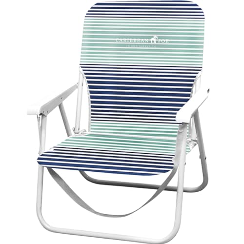 Caribbean Joe Folding Beach Chair, 1 Position Lightweight and Portable Foldable Outdoor Camping Chair with Carry Strap, Horizon Stripe