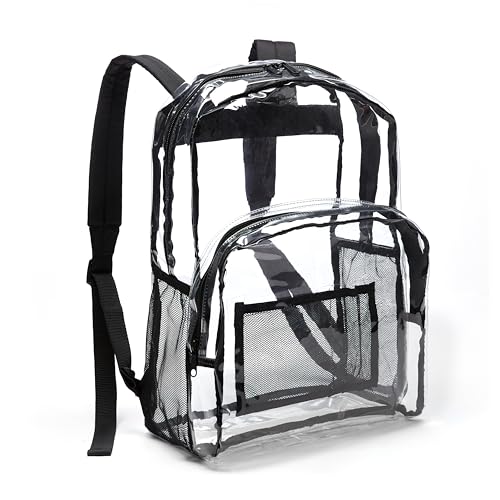 Amazon Basics Clear Transparent School Backpack Water-Resistant 17 in