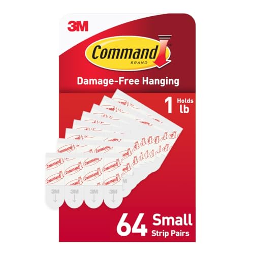 Command Small Refill Replacement Strips, White, 64-Strips - Easy to Open Packaging Pack 2020 New VER