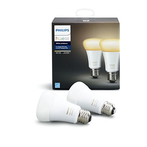 PhilipsHue White Ambiance A19 2-Pack 60W Equivalent Dimmable LED Smart Bulbs (Hue Hub Required, Works with Alexa, Apple