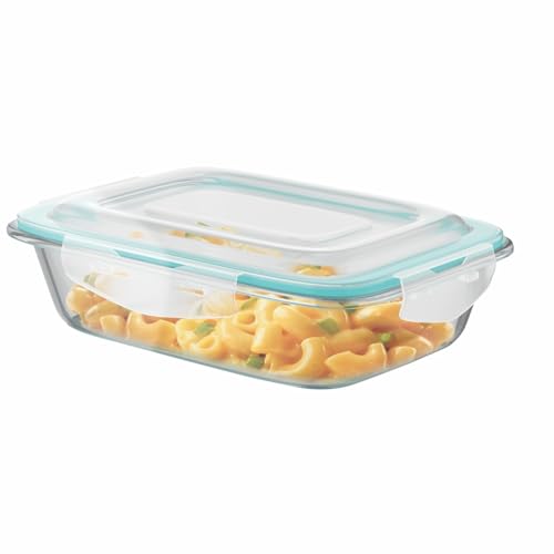 SignoraWare Lock 'N' Store Borosilicate Glass Rectangle Container | Microwave Safe | Convenient Storage | Elegant design | Air Tight Lid | Useful for 
