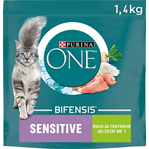 (-36%) PURINA ONE BIFENSIS Sensitive Katzentrockenfutter: reich an Truthahn & Reis, hohe Verträglichkeit bei Katzen mit empfindlicher Verdauung, mit Omega 6