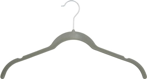 Amazon Basics Slim, Velvet, Non-Slip Shirt Clothes Hangers, Gray/Silver - Pack of 30