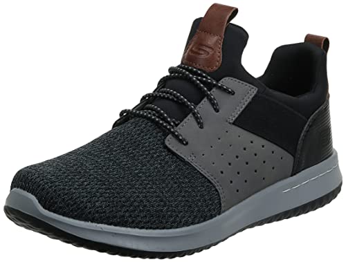 🔥 STARKER PREIS (-54%) Skechers Herren Delson Camben Sneaker, Black Gray Mesh W Synthetic, 39.5 EU