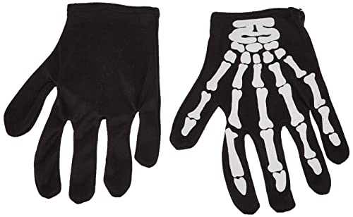 Kangaroo Skeleton Gloves - Skull Hands Gloves for Kids - Bone Reaper Ghost Halloween Apparel Accessories - White Printed Black Skeleton Gloves