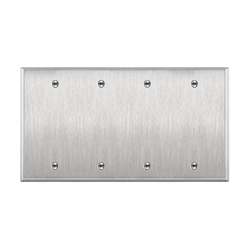 ENERLITES Blank Device Metal Wall Plate, Corrosive Resistant, Size 4-Gang 4.50" x 8.19", 7704, 430 Stainless Steel, UL Listed, Silver