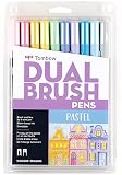 Dual-Tip Brush Markers — Pastel & Brights