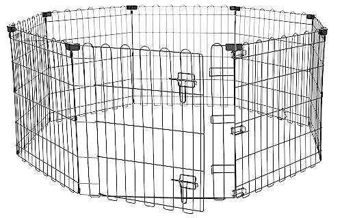 Amazon Basics Foldable Octagonal Metal Exercise Puppy Playpen 24" 8-Panel with Door