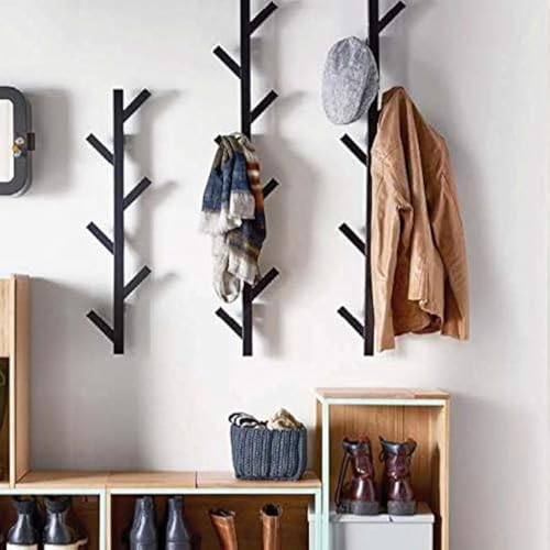 PREMIUM RACKS Coat Rack &amp; Hat Rack - Modern Design - Wall Mounted - Stylish - (Black)Heavy Duty Clothes Rack Load 9