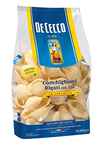 De Cecco Semolina Pasta, Conchiglie Rigate No.126, 1 Pound (Pack of 12)
