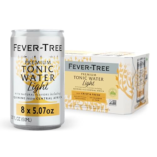 Fever-Tree Light Tonic Water - Premium Mixer - Refreshing Beverage for Cocktails & Mocktails. Naturally Sourced Ingredients, No Artificial Sweeteners or Colors - 5.1 Fl Oz Cans -Pack of 8