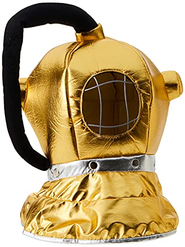 Beistle Fabric Diver Helmet – One Size Fits Most, Halloween Costume Dress Up, Under the Sea Costume, Deep Sea Costume Hats, Novelty Hats, Deep Sea Diver Helmet Costume,Gold/Black