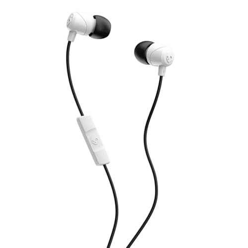 Skullcandy Jib Wired Earbuds with 3.5mm Plug, Noise Isolating Fit, Built-in Microphone Call and Track Control, Convenient for Travel - White
