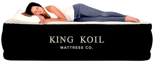King Koil Luxury Twin Air Mattress with Built in Pump, 20” Double High Twin Size Premium Airbed, Inflatable Blow Up Mattress, Waterproof, 1-Year Warranty