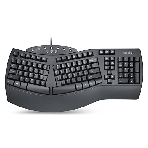 Perixx PERIBOARD-512B Wired Ergonomic Keyboard - Split Keyboard, Wrist Rest, Natural Typing - Wired USB Connectivity - US English - Black