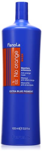 Fanola No Orange Mask - Color Depositing Blue Hair Mask Removes Brassiness On Color Treated Hair With Dark Tones - Conditioning Detangles, Nourishes And Hydrates 33.8 Fl Oz