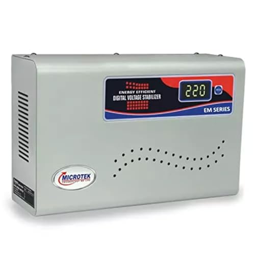 MICROTEK EM4160 Automatic Voltage Digital Display Wall Mounted Stabilizer (160V-285V) for AC Air Conditioner Upto 1.5 Ton (Metallic Grey)