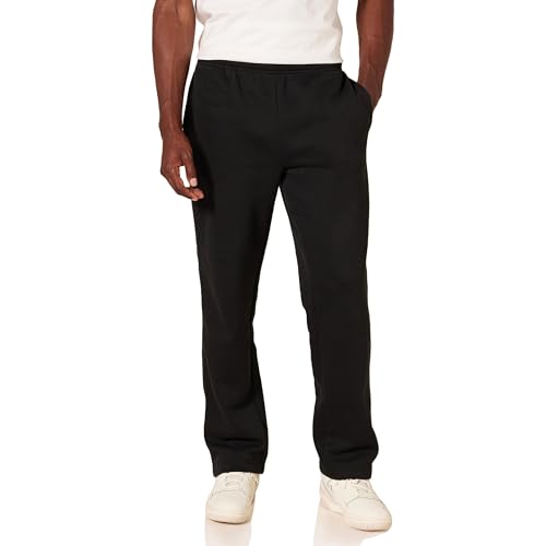 Amazon Essentials Men's Fleece Open Bottom Sweatpant (Available in Big & Tall), Black, X-Large