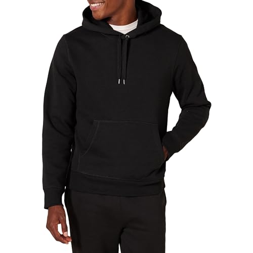 Amazon Essentials Men's Pullover Sweatshirt Hoodie, Big & Tall Options Available, Black Heather, Large