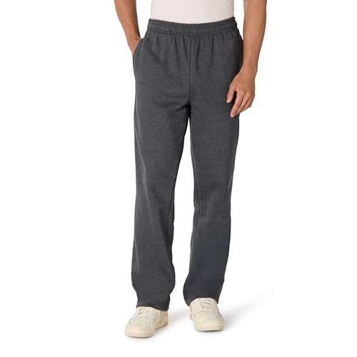 Amazon Essentials Men's Fleece Open Bottom Sweatpant (Available in Big & Tall), Charcoal Heather, Large