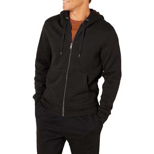 Amazon Essentials Men's Full-Zip Fleece Hoodie (Available in Big & Tall), Black, Medium