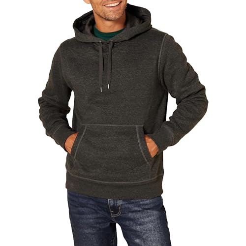 Amazon Essentials Men's Pullover Sweatshirt Hoodie, Big & Tall Options Available, Charcoal Heather, Medium