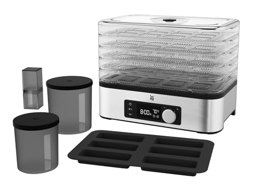 (-48%) WMF Küchenminis Dörrautomat Edelstahl, Dörrgerät mit 5 Einlegefächern, 30-70°C, bis 24h-Timer, Obsttrockner, Dehydrator, 2 Aufbewahrungsboxen, Müsliriegelform, spülmaschinengeeignete Teile