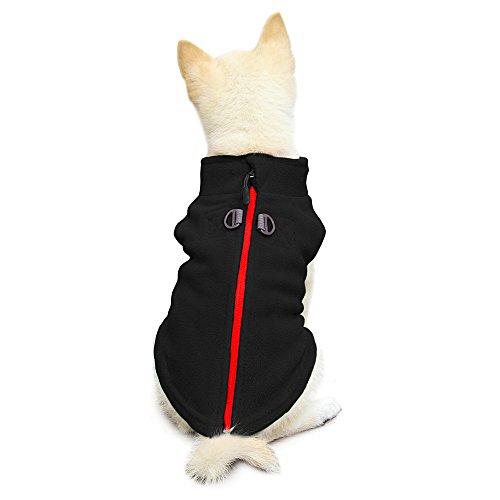 Gooby Zip Up Fleece Dog Sweater - Black, X-Small - Warm Pullover Fleece Step-in Dog Jacket with Dual D Ring Leash - Winter Small Dog Sweater - Dog Clothes for Small Dogs Boy and Medium Dogs