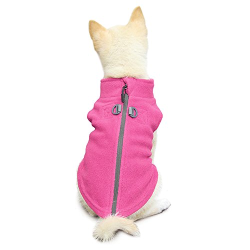 Gooby Zip Up Fleece Dog Sweater - Pink, X-Small - Warm Pullover Fleece Step-in Dog Jacket with Dual D Ring Leash - Winter Small Dog Sweater - Dog Clothes for Small Dogs Boy and Medium Dogs