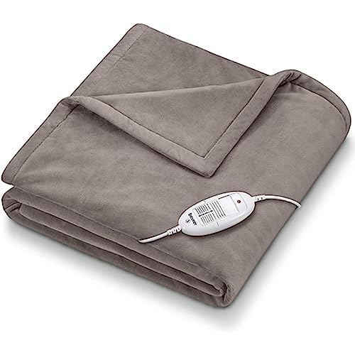 (-41%) Beurer HD 75 Heizdecke, kuschelige Wärmedecke mit 6 Temperaturstufen, Sicherheitssystem und Abschaltautomatik, maschinenwaschbar, Taupe, 180 x 130 cm