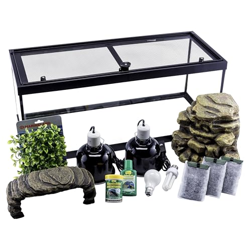 Tetra Aquatic Turtle Deluxe Kit 20 Gallons, aquarium With Filter And Heating Lamps, 30 IN (NV33230)