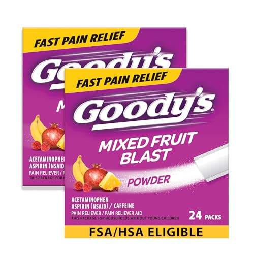 Goody's Extra Strength Headache Powder, Mixed Fruit Blast Flavor Dissolve Packs, 24 Individual Packets (2 Pack)