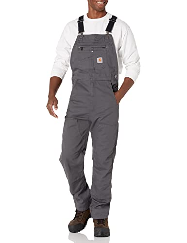 Carhartt mens Rugged Flex Relaxed Fit Canvas Bib Overalls, Gravel, 36W x 34L US