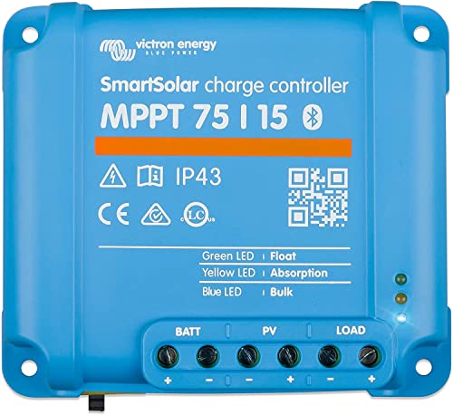 Victron Energy SmartSolar MPPT Solar Charge Controller (Bluetooth) - Charge Controllers for Solar Panels - 75V, 15 amp, 12/24-Volt