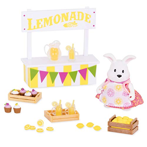 Li'l Woodzeez – Lemonade Stand Playset with Rabbit Figurine, 25 Pieces Toy Set Includes Play Food & Miniature Accessories, Imaginative Role Play Fun for Creative 3+ Years